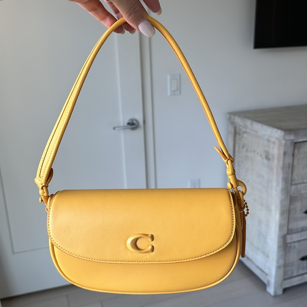 Coach Emmy Yellow Leather Saddle Bag